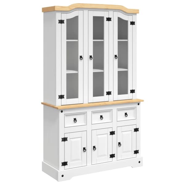 vidaXL Kaappi Corona valkoinen 112x43x196 cm täysi Meksikon mänty - Tarjoilupöydät & senkit