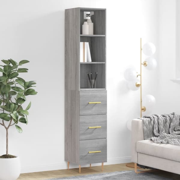 vidaXL Kaappi harmaa Sonoma 34,5x34x180 cm tekninen puu -  Tarjoilupöydät & senkit