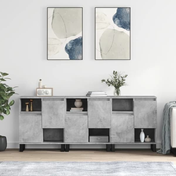 vidaXL Skänk 3 st betonggrå konstruerat trä - Skänkar & serveringsbord