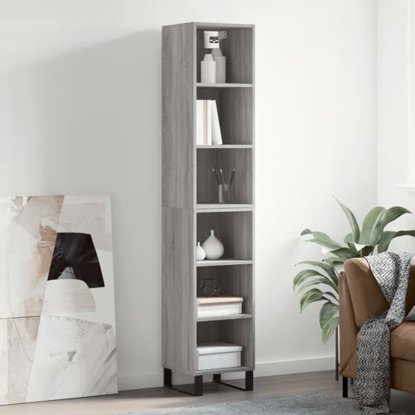 vidaXL Högskåp Grå sonoma 34,5x32,5x180 cm konstruerat trä - Skänkar & serveringsbord