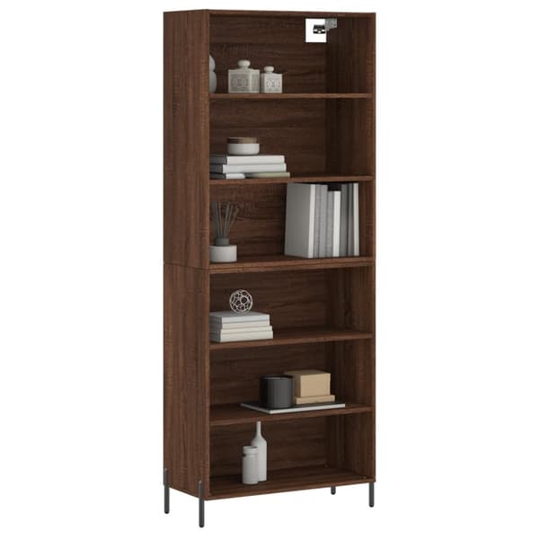 vidaXL reol 69,5x32,5x180 cm konstrueret træ brun egetræsfarve - Skænke
