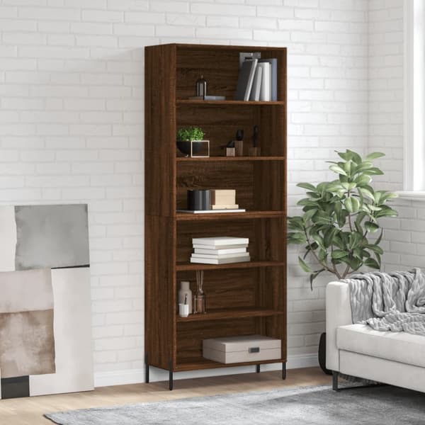vidaXL reol 69,5x32,5x180 cm konstrueret træ brun egetræsfarve - Skænke