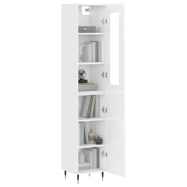 vidaXL Högskåp vit högglans 34,5x34x180 cm konstruerat trä - Skänkar & serveringsbord
