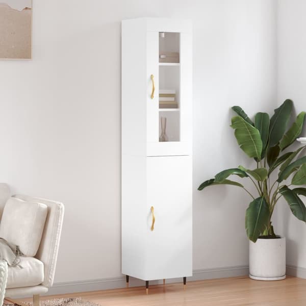 vidaXL Högskåp vit högglans 34,5x34x180 cm konstruerat trä - Skänkar & serveringsbord