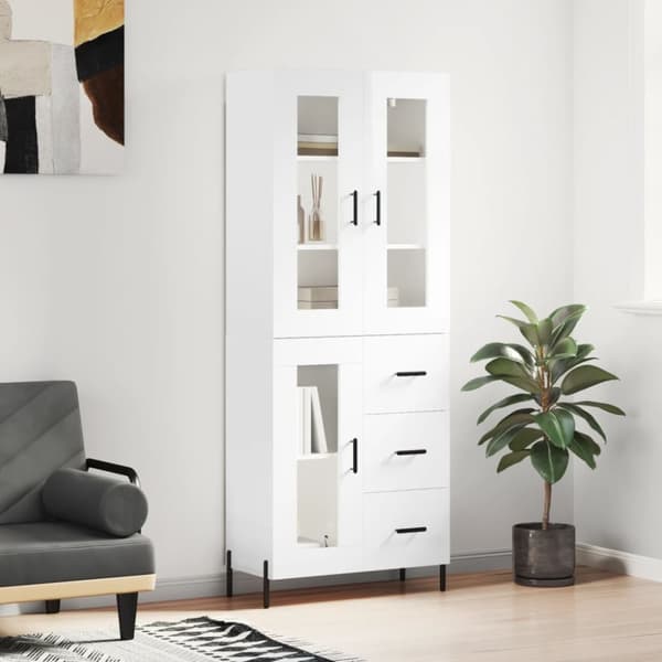 vidaXL Kaappi korkeakiilto valkoinen 69,5x34x180 cm tekninen puu -  Tarjoilupöydät & senkit