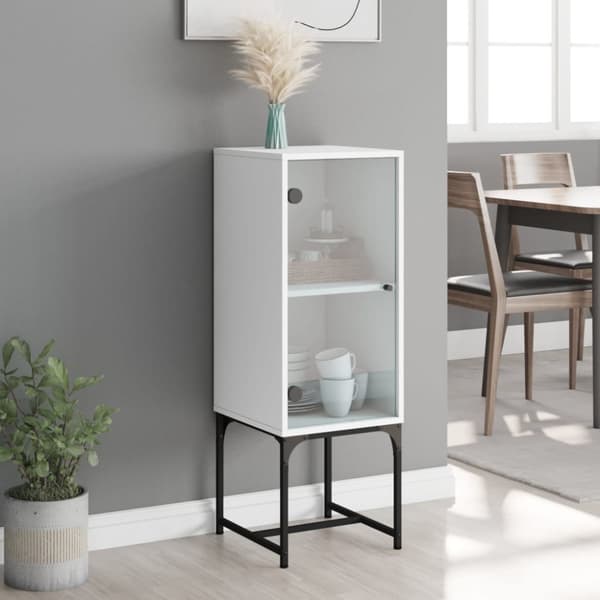 vidaXL skab med glaslåge 35x37x100 cm hvid -  Skænke
