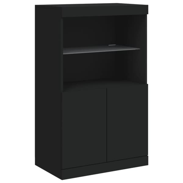 vidaXL skænk med LED-lys 181,5x37x100 cm sort -  Skænke