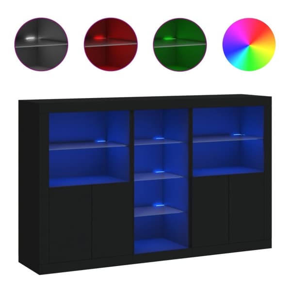 vidaXL skænk med LED-lys 162x37x100 cm sort -  Skænke