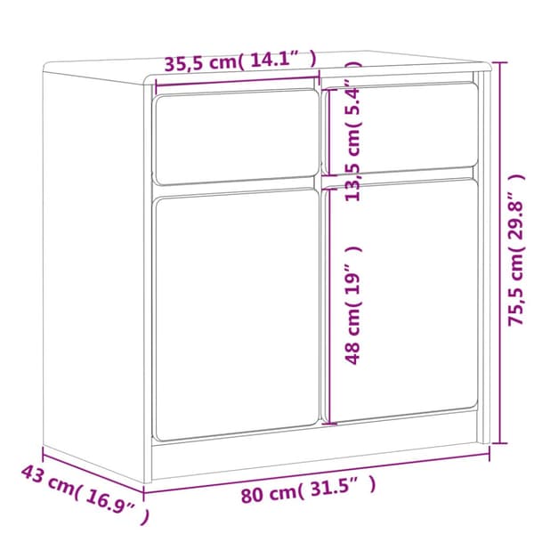 vidaXL Sidobord SAUDA ek 80x43x75,5 cm massiv furu - Skänkar & serveringsbord
