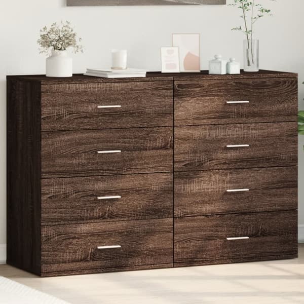 vidaXL Senkit 2 kpl ruskea tammi 60x39x80 cm tekninen puu -  Tarjoilupöydät & senkit