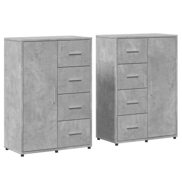 vidaXL Senkit 2 kpl betoninharmaa 60x31x84 cm tekninen puu - Tarjoilupöydät & senkit