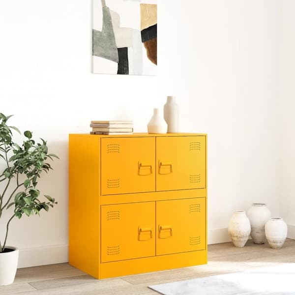 vidaXL Skjenk sennepsgul 67x39x73 cm stål