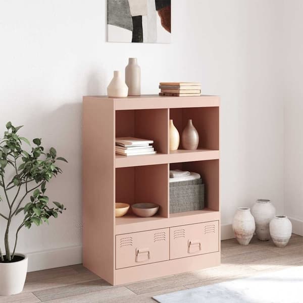 vidaXL skab 67x39x95 cm stål lyserød