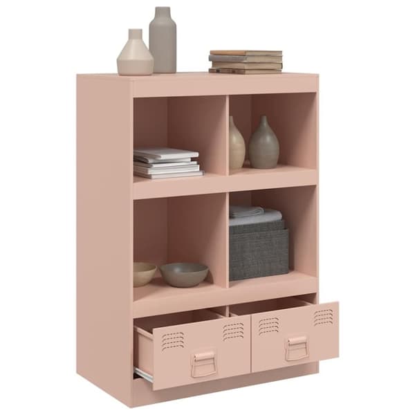 vidaXL skab 67x39x95 cm stål lyserød