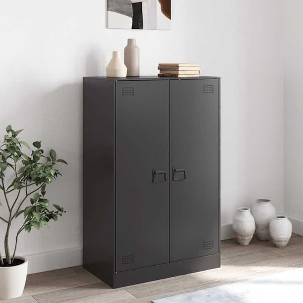 vidaXL skænk 67x39x107 cm stål sort
