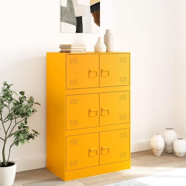 vidaXL skab 67x39x107 cm stål sennepsgul