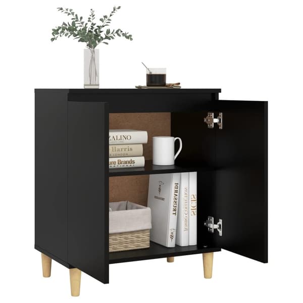 The Living Store Senkki täyspuujalat musta 60x35x70 cm tekninen puu -  Tarjoilupöydät & senkit