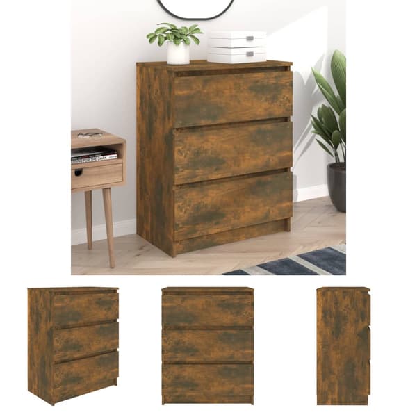 The Living Store skænk 60x35x76 cm konstrueret træ røget egetræsfarve - Skænke