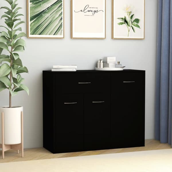 The Living Store Skänk svart 88x30x70 cm konstruerat trä - Skänkar & serveringsbord
