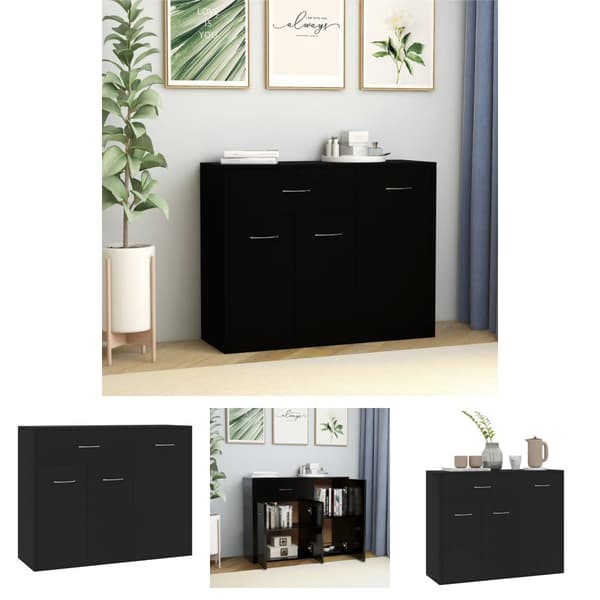 The Living Store Skänk svart 88x30x70 cm konstruerat trä -  Skänkar & serveringsbord