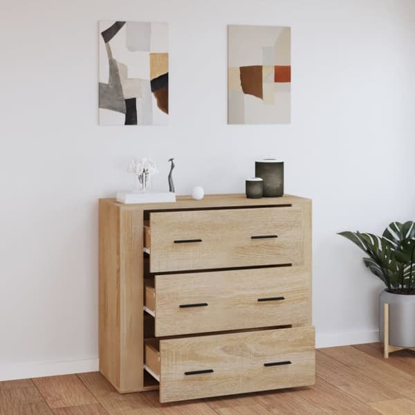 The Living Store skænk 80x33x70 cm konstrueret træ sonoma-eg -  Skænke