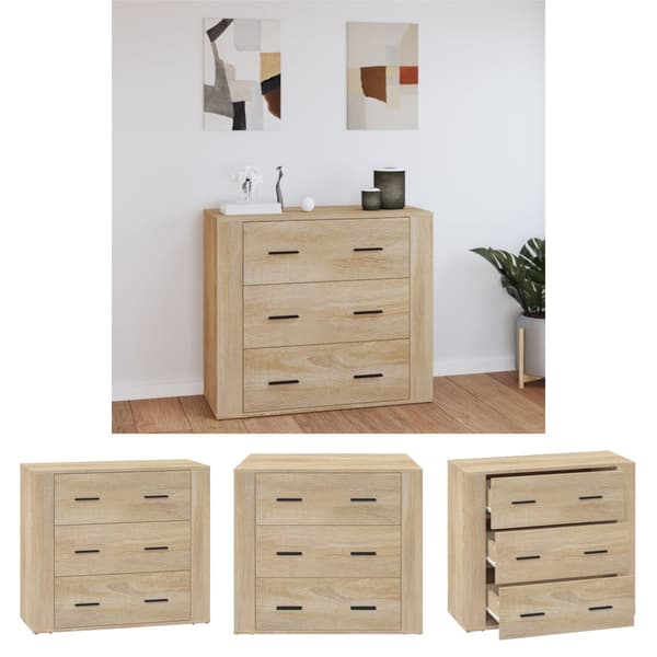 The Living Store skænk 80x33x70 cm konstrueret træ sonoma-eg -  Skænke