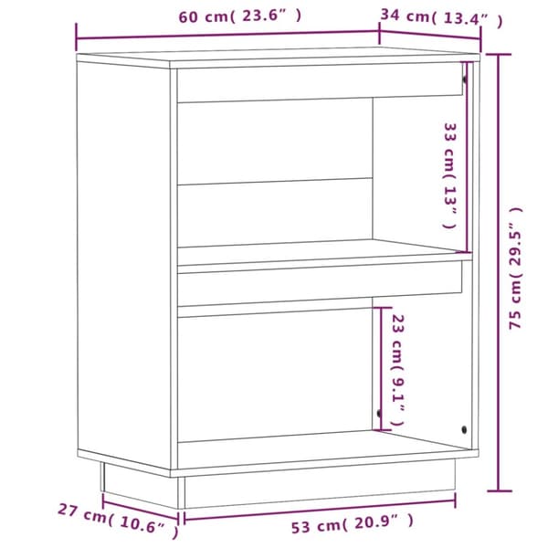The Living Store konsolskab 60x34x75 cm massivt fyrretræ hvid - Skænke