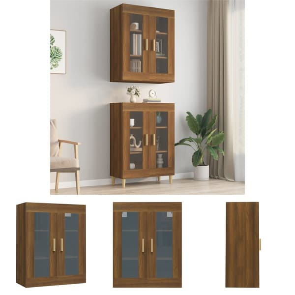 The Living Store vægskab 69,5x34x90 cm brun egetræsfarve -  Skænke