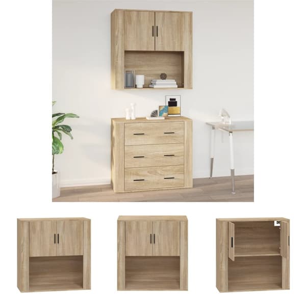 The Living Store vægskab 80x33x80 cm konstrueret træ sonoma-eg - Skænke