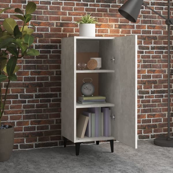 The Living Store Senkki betoninharmaa 34,5x34x90 cm tekninen puu -  Tarjoilupöydät & senkit