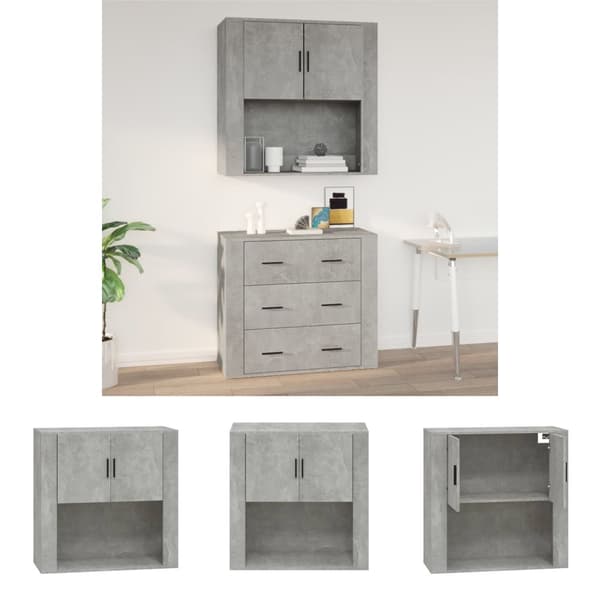 The Living Store vægskab 80x33x80 cm konstrueret træ betongrå - Skænke