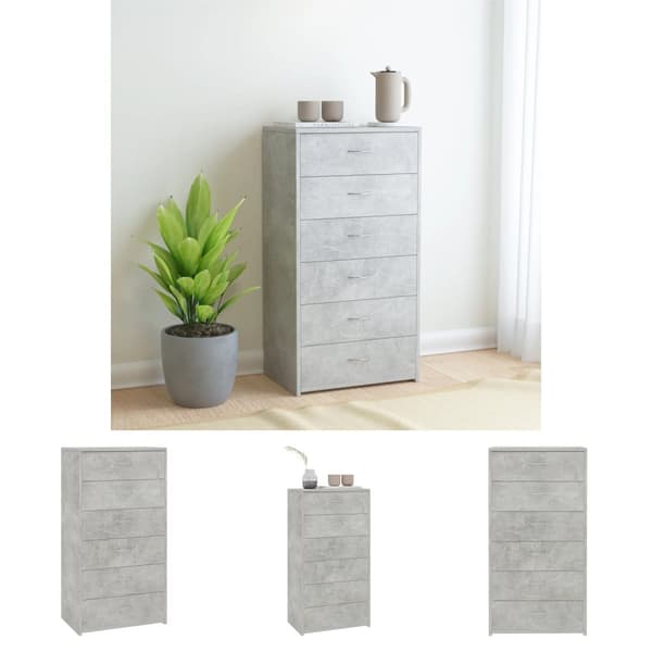 The Living Store Lipasto 6 vetolaatikolla betoninharmaa 50x34x96 cm tekninen puu -  Tarjoilupöydät & senkit