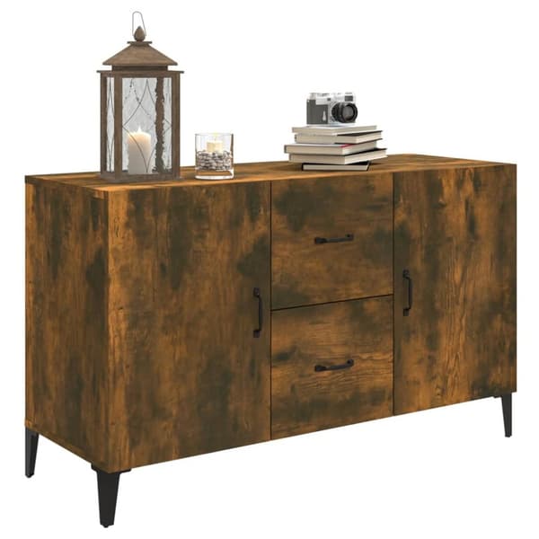 The Living Store Byrå rökfärgad ek 100x36x60 cm konstruerat trä - Skänkar & serveringsbord