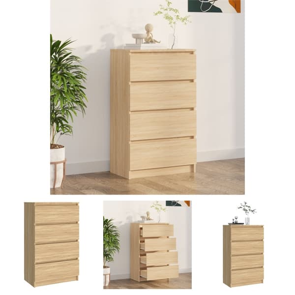 The Living Store Byrå sonoma-ek 60x35x98,5 cm konstruerat trä -  Skänkar & serveringsbord