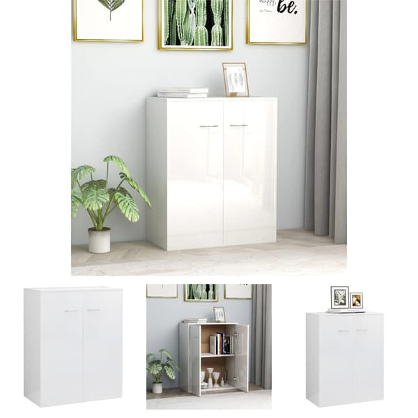 The Living Store Senkki korkeakiilto valkoinen 60x30x75 cm tekninen puu -  Tarjoilupöydät & senkit