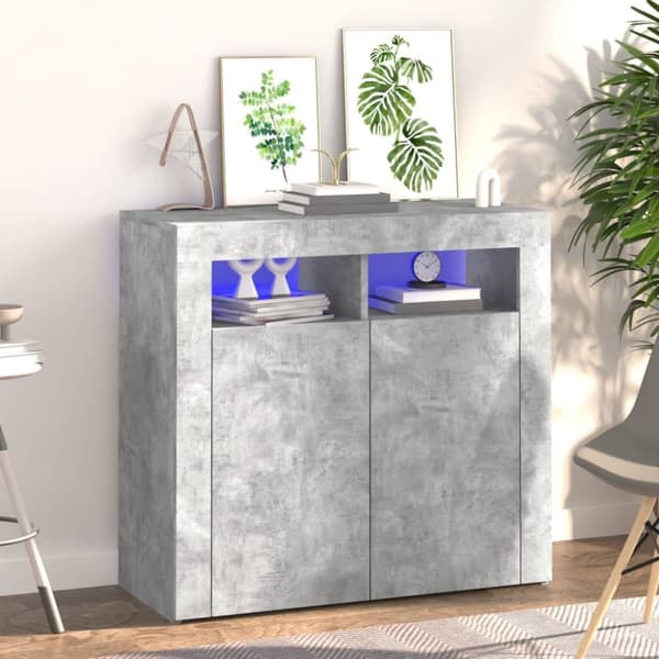 The Living Store skænk med LED-lys 80x35x75 cm betongrå - Skænke
