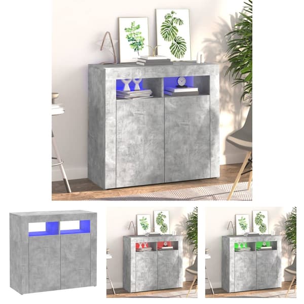 The Living Store skænk med LED-lys 80x35x75 cm betongrå - Skænke