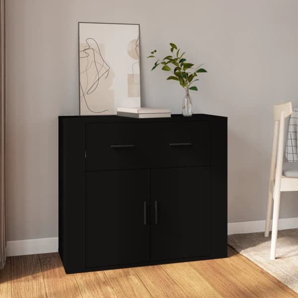 The Living Store skænk 80x33x70 cm konstrueret træ sort - Skænke