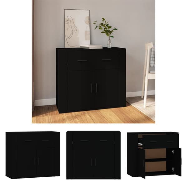 The Living Store skænk 80x33x70 cm konstrueret træ sort - Skænke
