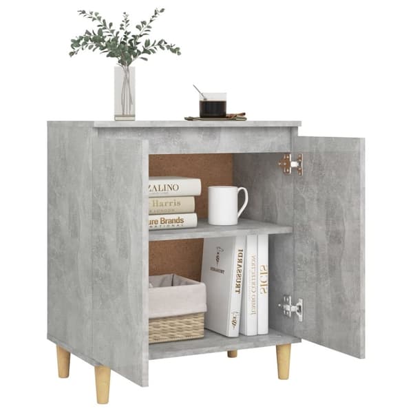 The Living Store Senkki täyspuujaloilla betoninharmaa 60x35x70 cm tekninen puu - Tarjoilupöydät & senkit