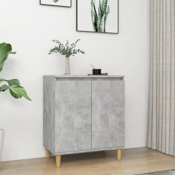 The Living Store Senkki täyspuujaloilla betoninharmaa 60x35x70 cm tekninen puu - Tarjoilupöydät & senkit