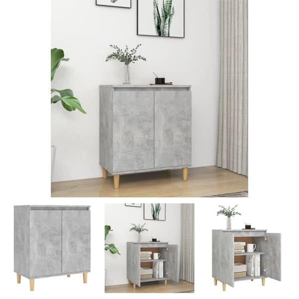 The Living Store Senkki täyspuujaloilla betoninharmaa 60x35x70 cm tekninen puu - Tarjoilupöydät & senkit