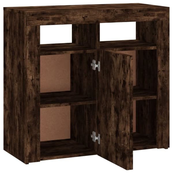 The Living Store skænk med LED-lys 80x35x75 cm røget eg -  Skænke