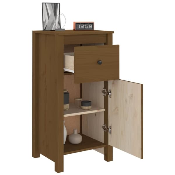 The Living Store skænk 40x35x80 cm massivt fyrretræ gyldenbrun - Skænke