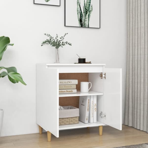 The Living Store Senkki täyspuujaloilla valkoinen 60x35x70 cm tekninen puu -  Tarjoilupöydät & senkit