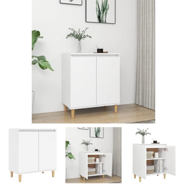 The Living Store skænk med massive træben 60x35x70 cm konstrueret træ hvid -  Skænke