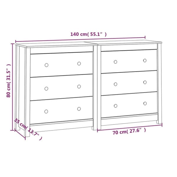 The Living Store Skänk vit 140x35x80 cm massiv furu -  Skänkar & serveringsbord
