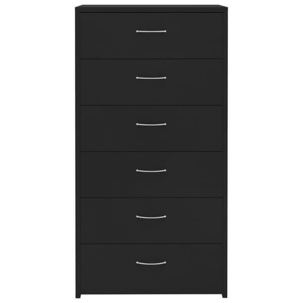 The Living Store kommode med 6 skuffer 50x34x96 cm konstrueret træ sort - Skænke