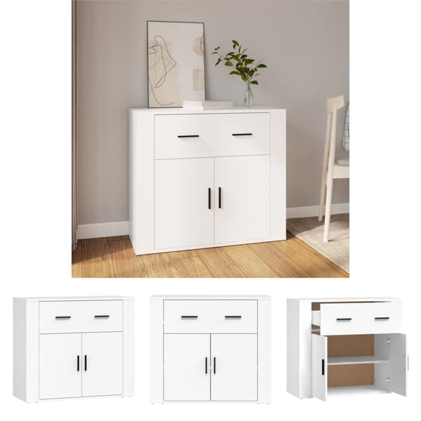The Living Store skænk 80x33x70 cm konstrueret træ hvid - Skænke