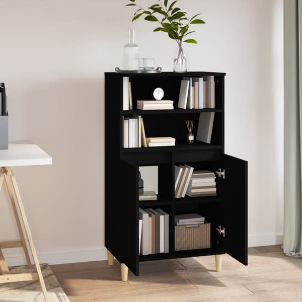 The Living Store skab 60x36x110 cm konstrueret træ sort - Skænke
